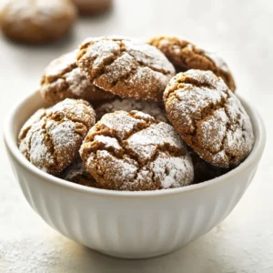 Gingerbread Crinkle Cookies embody the festive spirit with their delightful flavors and charming appearance. These soft, chewy treats are perfect for the holiday season, bringing warmth and joy to any gathering. The combination of aromatic spices like ginger, cinnamon, and nutmeg evokes the essence of winter festivities, while the crinkle texture adds an element of visual delight that appeals to both young and old alike. These cookies are not just a treat; they encapsulate holiday tradition and the joy of baking together, making them a must-try recipe for this time of year.