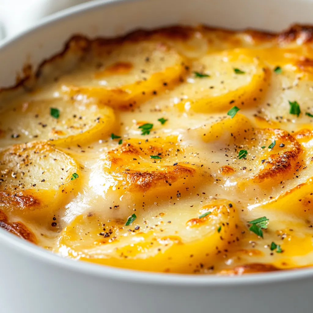 The allure of Cheesy Scalloped Potatoes Delight is undeniable, making it a beloved side dish at gatherings and family meals alike. This creamy, cheesy medley of layers captivates with its sumptuous flavors and inviting texture. The combination of thinly sliced russet potatoes, rich cream, and sharp cheddar creates a satisfying dish that enhances any meal. Loved for its simplicity and indulgence, Cheesy Scalloped Potatoes is more than just food; it’s a warm hug on a plate that brings everyone together at the dinner table.