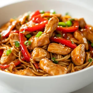 Savory sticky garlic chicken noodles present a delightful fusion of flavors and textures that work together to create a satisfying meal. This dish is an ideal option for a quick weeknight dinner or a flavorful weekend feast. With its tender chicken, al dente egg noodles, and a rich garlic-ginger sauce, this recipe will have your taste buds dancing in delight. The savory aspects of the dish, complemented by a subtle sweetness from honey and a hint of acidity from rice vinegar, create a well-balanced flavor profile.