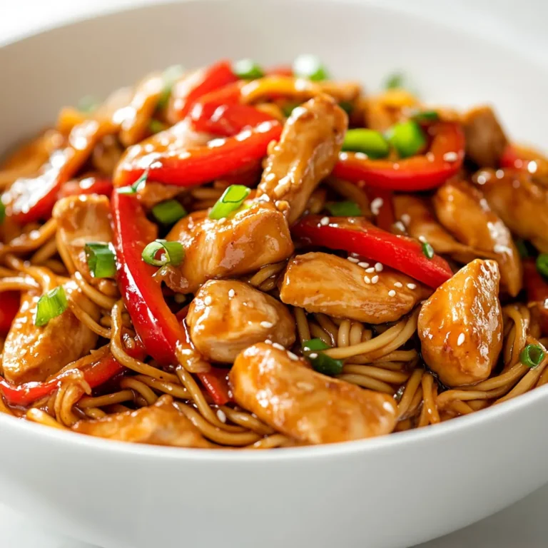 Savory sticky garlic chicken noodles present a delightful fusion of flavors and textures that work together to create a satisfying meal. This dish is an ideal option for a quick weeknight dinner or a flavorful weekend feast. With its tender chicken, al dente egg noodles, and a rich garlic-ginger sauce, this recipe will have your taste buds dancing in delight. The savory aspects of the dish, complemented by a subtle sweetness from honey and a hint of acidity from rice vinegar, create a well-balanced flavor profile.