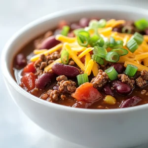 The ultimate comfort food, chili is a staple in American cuisine that warms the soul and excites the palate. Commonly enjoyed during family gatherings, game nights, or as a simple weeknight dinner, this hearty chili recipe features a delicious blend of spices and tender beans, making it a quintessential dish for all occasions. The vibrant colors and rich textures promise to satisfy not only your hunger but also your cravings for bold flavors.