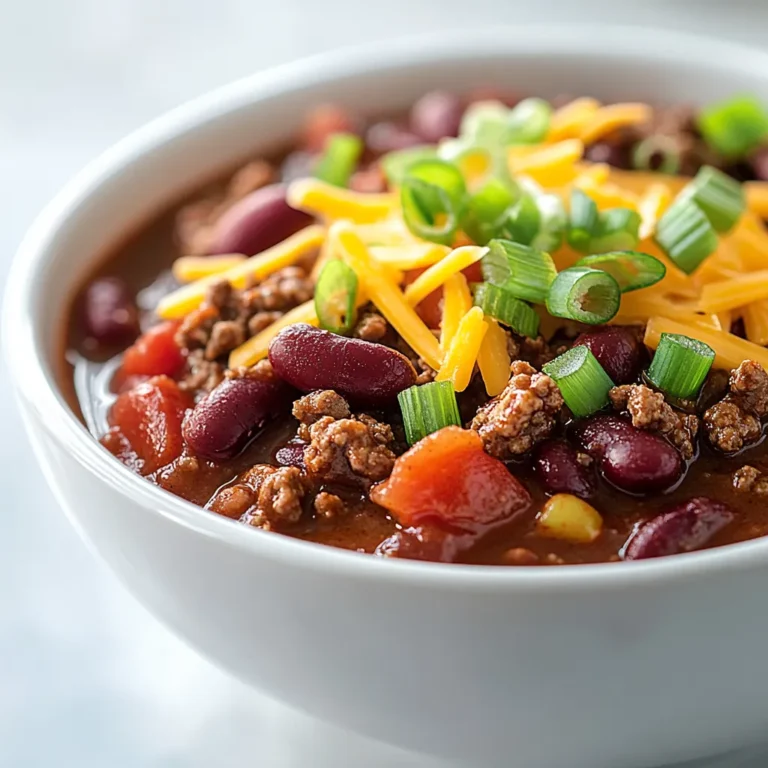 The ultimate comfort food, chili is a staple in American cuisine that warms the soul and excites the palate. Commonly enjoyed during family gatherings, game nights, or as a simple weeknight dinner, this hearty chili recipe features a delicious blend of spices and tender beans, making it a quintessential dish for all occasions. The vibrant colors and rich textures promise to satisfy not only your hunger but also your cravings for bold flavors.