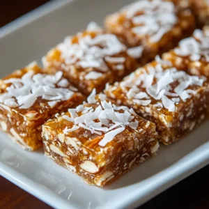 Explore the delightful world of no-bake desserts with Coconut Date Honey Almond Chilled Bars. These nutritious bars are not only a sweet treat but also packed with wholesome ingredients that make them perfect for snacking or dessert. With a rich flavor from Medjool dates and creamy almond butter, each bite offers a harmonious balance of sweetness and nuttiness, complemented by the tropical essence of coconut.