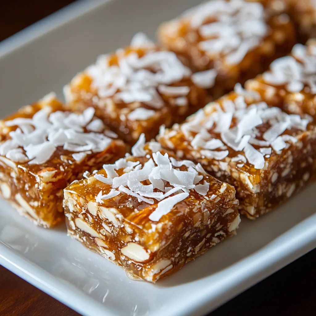 Explore the delightful world of no-bake desserts with Coconut Date Honey Almond Chilled Bars. These nutritious bars are not only a sweet treat but also packed with wholesome ingredients that make them perfect for snacking or dessert. With a rich flavor from Medjool dates and creamy almond butter, each bite offers a harmonious balance of sweetness and nuttiness, complemented by the tropical essence of coconut.