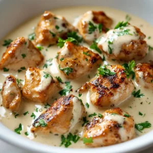 This article explores a delectable recipe for Creamy Garlic Delight with Grilled Chicken Bites, a dish that captures the essence of Italian cuisine. With its rich flavors and creamy texture, it is perfect for impressing guests or enjoying a cozy family dinner. The combination of char-grilled chicken and a silky, aromatic garlic sauce creates a symphony of tastes that delights the palate. Whether you’re hosting a gathering or settling in for a casual weeknight meal, this recipe promises to elevate the dining experience.