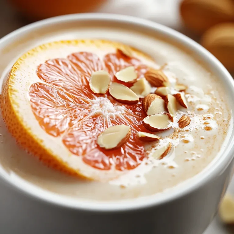 Vanilla Almond Citrus Delight is a refreshingly vibrant beverage that captures the essence of citrus with creamy undertones. This delightful drink combines the zesty juice of grapefruit with the smoothness of almond milk, enhanced by layers of vanilla and a hint of cinnamon. Its harmonious balance of flavors makes it not just a drink, but also an experience that can invigorate your palate. The natural sweetness of maple syrup complements the tartness of grapefruit, creating a unique flavor profile that's sure to please anyone.