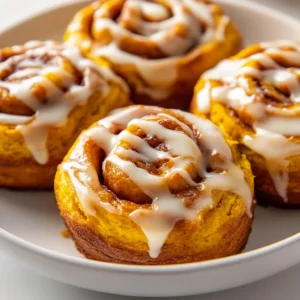 The scent of pumpkin spice wafting through the kitchen is a hallmark of fall, and what better way to celebrate this beloved flavor than with homemade Pumpkin Spice Cinnamon Rolls? This delightful treat combines the sweetness of pumpkin with warm spices, creating a perfect balance for breakfast or dessert. Each roll offers a soft, fluffy texture, topped with a creamy icing that enhances its comforting profile. The unique addition of pumpkin not only provides a beautiful color but also contributes moisture and subtle earthiness, making these rolls a seasonal favorite that will impress family and friends alike. Whether served at a brunch gathering or enjoyed as a cozy afternoon snack, these rolls embody the essence of autumn in each bite.
