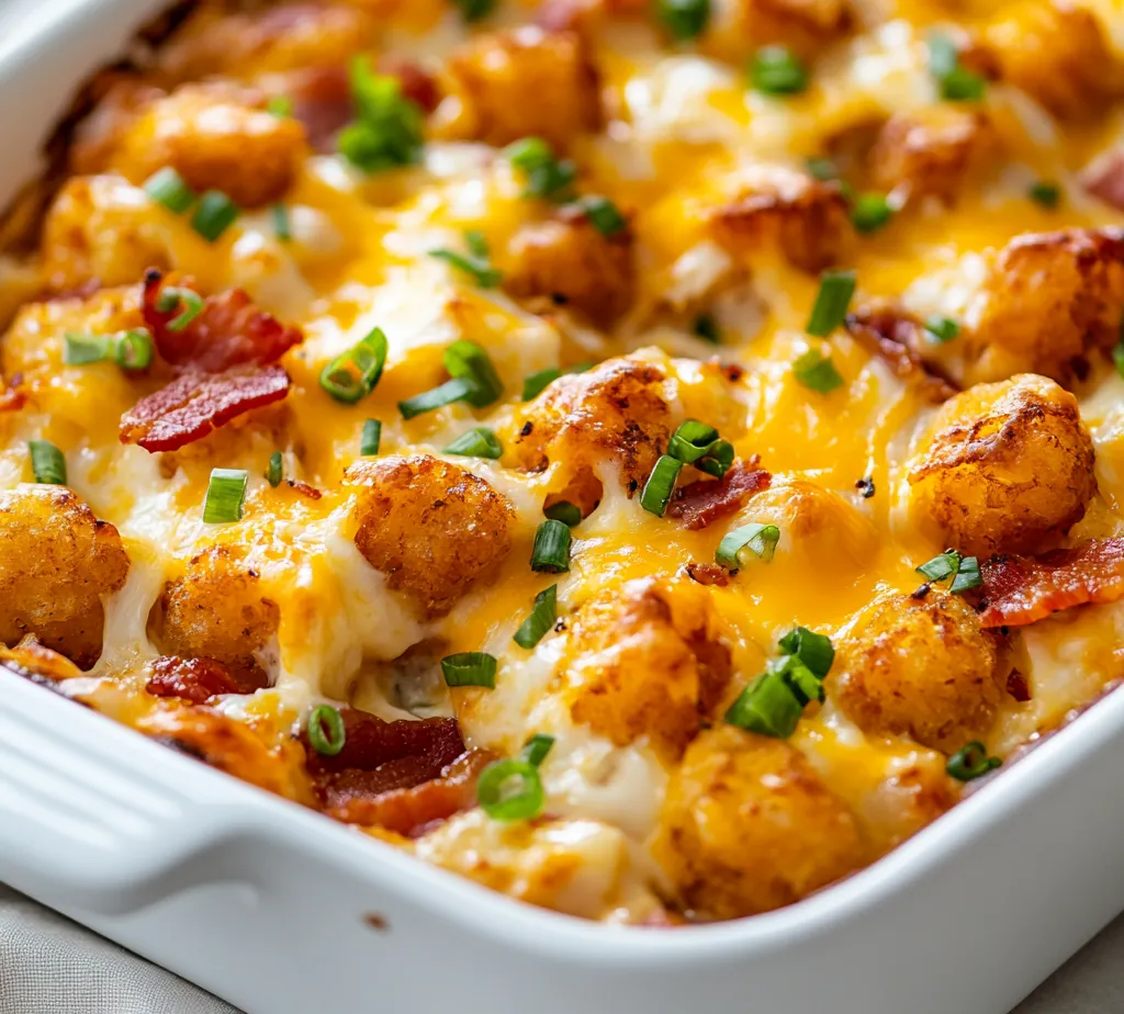 Breakfast casseroles have surged in popularity for their ease of preparation and hearty nature, making them a staple in many homes, especially on weekends. They offer a delightful way to combine favorite breakfast ingredients into one delicious dish that can serve a crowd. The Savory Bacon, Egg, and Tater Tot Breakfast Casserole is a perfect example, bringing together the irresistible flavors of crispy bacon, fluffy eggs, and the comforting crunch of tater tots, all under a bubbling layer of sharp cheddar cheese.