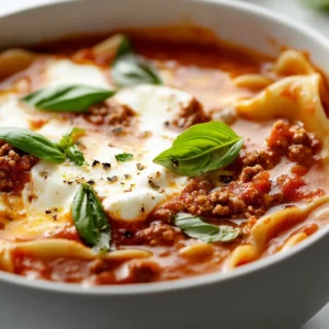 Savory Lasagna Soup combines all the beloved flavors of traditional lasagna into a warm and comforting bowl of soup. Imagine digging into a steaming bowl filled with robust ground beef, tangy tomatoes, rich cheese, and tender lasagna noodles, all simmered together to create a delightful blend of flavors. This dish not only captures the heart of Italian cuisine but also brings a sense of comfort and homeliness, making it the perfect meal to share with family or friends.