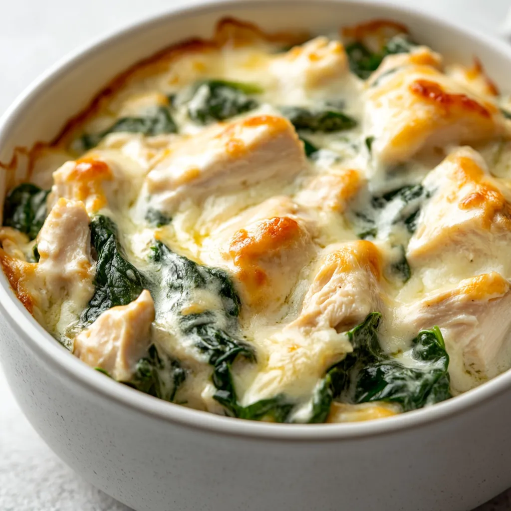 Creamy Chicken and Spinach Casserole is a delightful dish that beautifully combines the richness of creamy cheeses with the tender textures of shredded chicken and the vibrant freshness of spinach. This comforting casserole not only hits all the right notes for taste but also serves as a fulfilling main course for various occasions. Whether it's a busy weeknight dinner or a family gathering, this dish brings warmth and satisfaction to the table, striking a perfect balance between indulgence and nutrition.