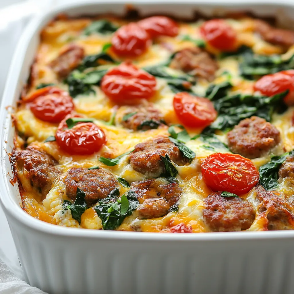 The Cheesy Sausage, Spinach, and Tomato Egg Casserole is rapidly becoming a favored breakfast dish across American homes. This delightful casserole encapsulates a comforting blend of hearty flavors, making it an ideal meal for those lazy weekend mornings or festive family brunches. With a fulfilling and savory profile, it tends to kick-start the day on a satisfying note, leaving everyone raving about its deliciousness.