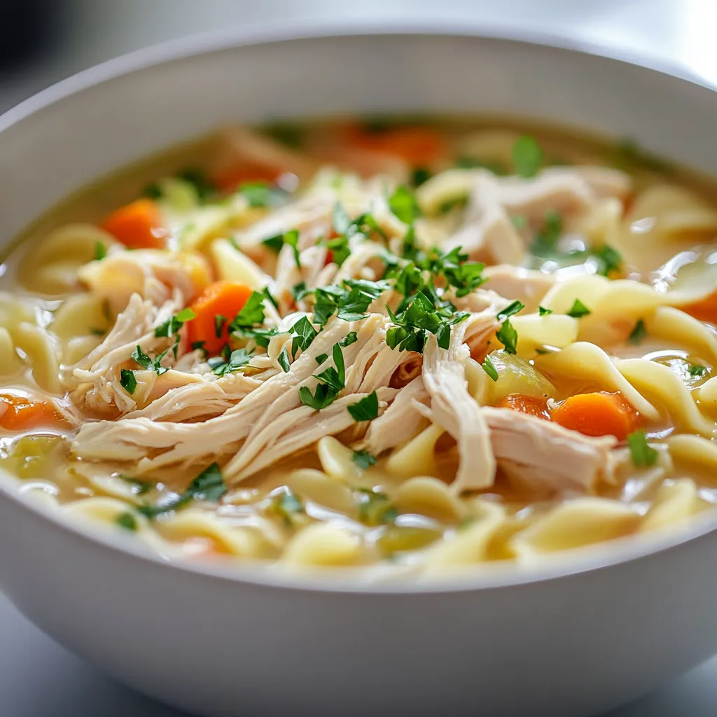 In the world of comforting dishes, few recipes can rival the warm embrace of a classic chicken noodle soup. This Creamy Chicken Noodle Delight takes traditional flavors and elevates them with a rich and creamy twist. With tender chunks of chicken, nourishing egg noodles, and a medley of vegetables swimming in a luscious broth, this soup transforms a simple dish into a truly satisfying meal. Whether you’re looking for a quick dinner on a busy weeknight or a nourishing bowl of happiness to combat the chill in the air, this recipe promises to satisfy. The creamy consistency gets even better when paired with some crusty bread, making it an ideal option for cozy evenings with family and friends.