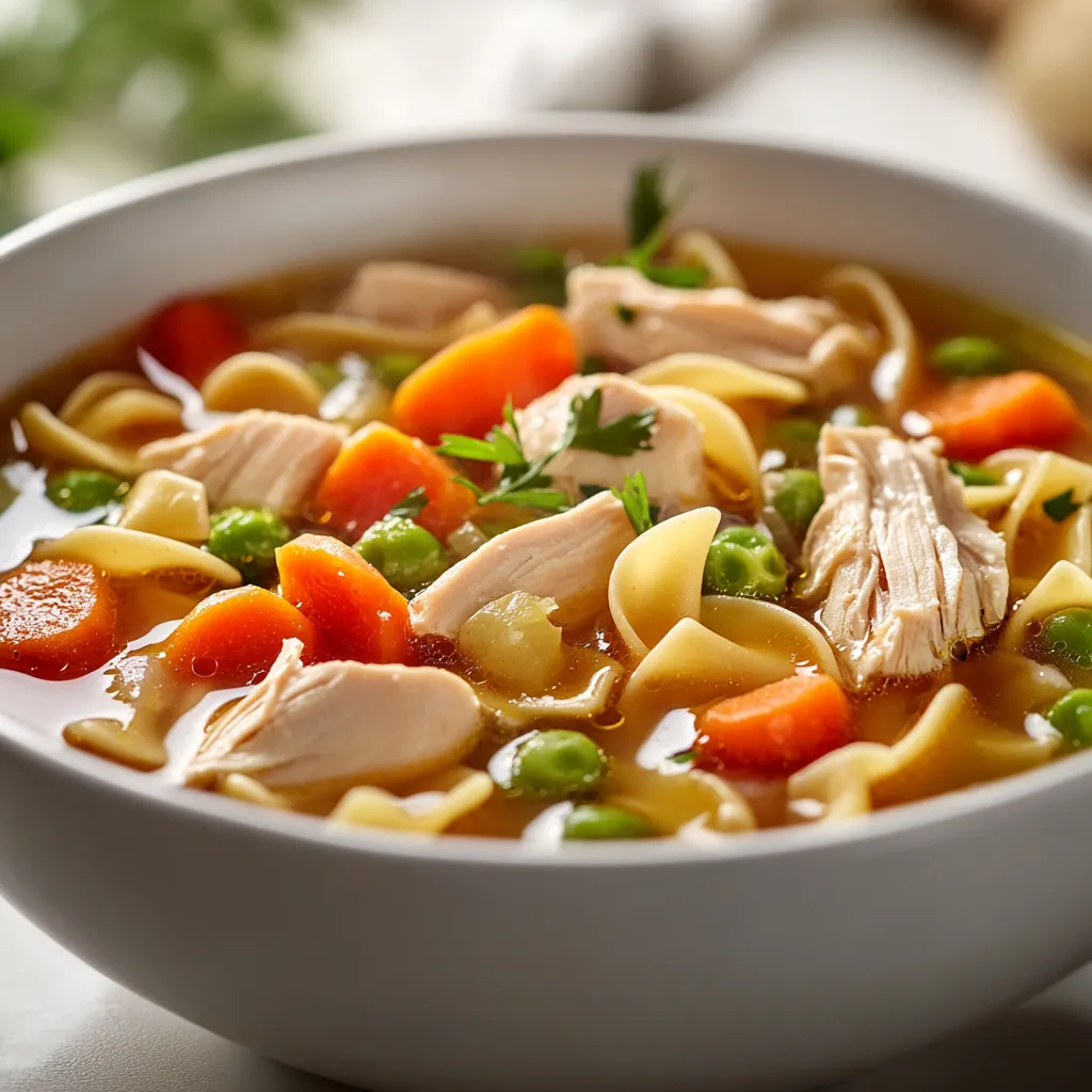 The timeless comfort of a warm bowl of chicken noodle soup invites you to savor those cozy moments surrounded by family and friends. This Hearty Homemade Chicken Noodle Soup not only satisfies the palate but also nourishes the soul. Perfect for chilly evenings, it combines fresh vegetables, tender chicken, and comforting noodles in a rich broth, making it an essential dish for any home cook. The aroma that fills your kitchen while this soup is simmering alone can warm even the coldest of days, enhancing the inviting atmosphere for family gatherings or quiet nights in.