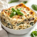 The luxurious layers of Creamy Spinach and Mushroom Lasagna make it a satisfying main course for gatherings or weeknight dinners. This classic Italian dish combines the richness of cheeses with the earthy flavors of mushrooms and the freshness of spinach, appealing to a wide array of palates. As the comforting aroma wafts through your kitchen, this dish transforms any meal into a warm and inviting experience, bringing friends and family together. Each slice serves not only as a treat for the taste buds but as a feast for the eyes with its vibrant colors and creamy textures.