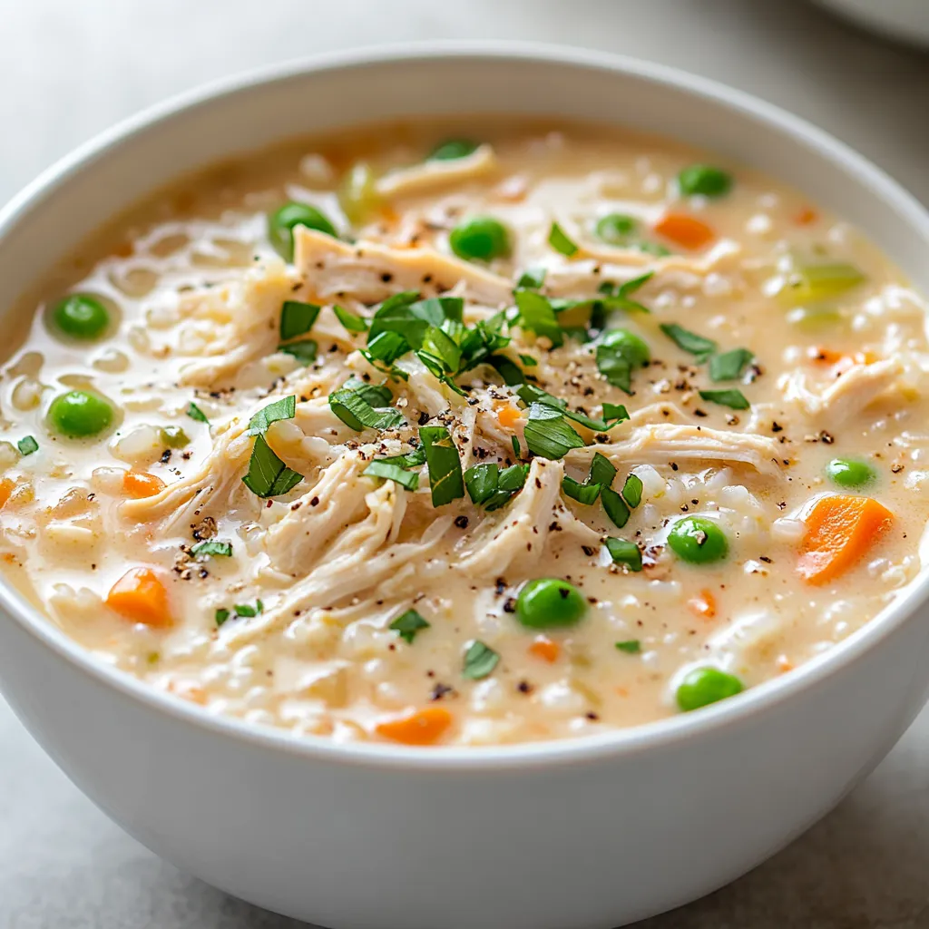 Exploring the richness of American cuisine leads us to a comforting bowl of soup. This Creamy Chicken & Rice Delight Soup is a perfect blend of flavors and textures that will warm your heart and fill your belly. The creamy consistency, combined with shredded chicken and vegetables, creates a delightful dish that is easy to prepare and sure to please.