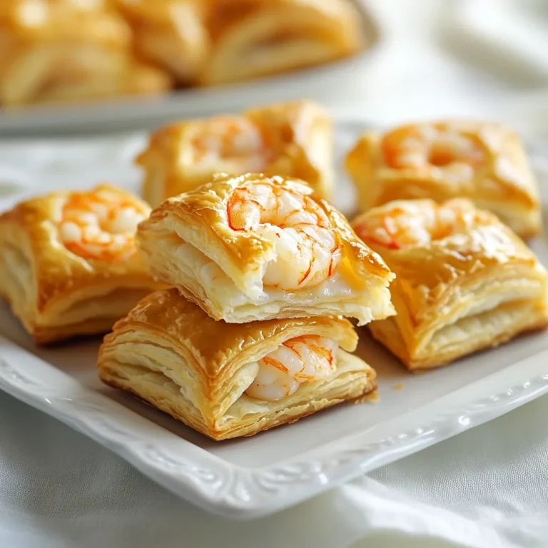 A warm, buttery puff pastry combined with succulent shrimp creates an irresistible appetizer that will delight your guests. Shrimp Puff Pastry Bites are perfect for any gathering or party, offering a pop of flavor in each bite. This recipe captures the essence of American cuisine and elevates it with fresh ingredients and effortless preparation. The smooth cream cheese filling melds beautifully with the sweet shrimp, while the added green onions and garlic lend an aromatic flair, making each puff pastry bite a standout choice for your next event.