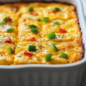 The Savory Egg and Hashbrown Casserole Delight is a quintessential breakfast dish that effortlessly marries comfort and flavor. This casserole is a celebration of wholesome ingredients, bringing together the rich creaminess of eggs, the satisfying crunch of hashbrowns, and the delightful gooeyness of sharp cheddar cheese. Whether you’re feeding a hungry crowd during a special brunch or simply treating yourself to a fulfilling breakfast, this recipe is sure to impress.