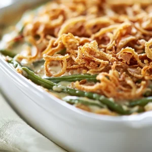 There are few dishes that capture the essence of comfort food quite like a casserole. This Green Bean Delight Casserole stands out as not only a flavorful addition to your meal but also as a beautiful centerpiece for any festive occasion. With its creamy texture, rich flavors, and satisfying crunch from the crispy fried onions on top, this casserole is sure to become a favorite at family gatherings, potlucks, and holiday feasts.