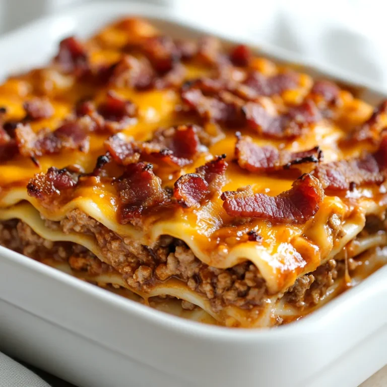 Delve into the world of hearty and indulgent flavors with BBQ Bacon Cheeseburger Lasagna Delight. This unique dish brings together the irresistible elements of a classic cheeseburger and the comforting layers of lasagna, making it an ideal main course for family dinners or gatherings. With a balance of savory beef, crispy bacon, vibrant cheeses, and tangy barbecue sauce, this recipe is sure to become a favorite.