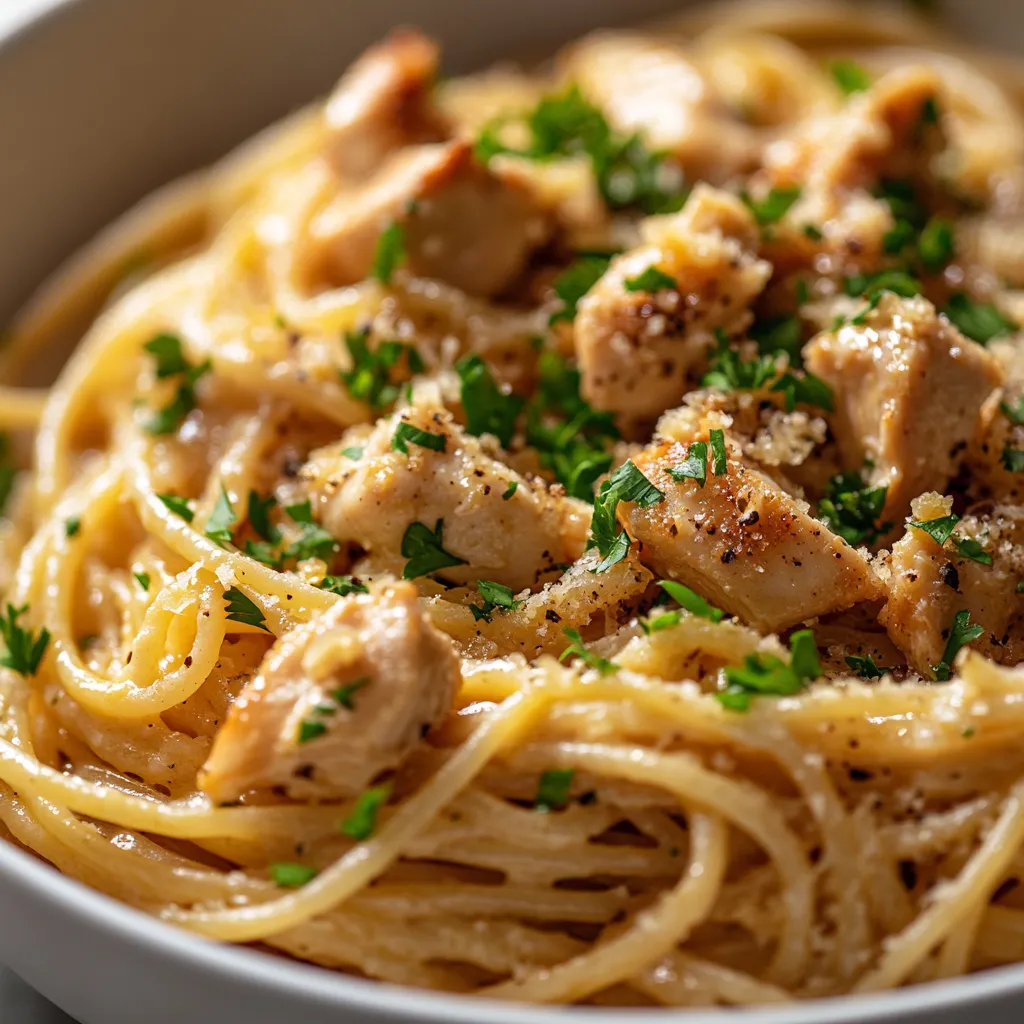 Indulge in the rich flavors of Italian cuisine with an easy-to-make Garlic Butter Chicken Pasta Delight. This dish combines succulent chicken, fragrant garlic, and perfectly cooked pasta, all tossed together in a buttery sauce that will tantalize your taste buds. It's the kind of meal that reflects the heart and soul of Italian cooking, balancing simplicity with flavor. Whether for a family dinner or a casual gathering, this recipe is sure to impress with its effortless preparation and mouthwatering results.