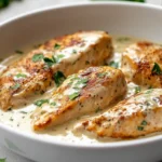 The Creamy Garlic Chicken Delight is a rich and comforting main course that brings the flavors of American cuisine to your dinner table. This dish features succulent boneless, skinless chicken breasts enveloped in a luscious cream sauce that’s infused with aromatic garlic. It strikes the perfect balance between savory and indulgent—ideal for both weeknight family dinners and special occasions alike. The harmonious blend of flavors is likely to impress your guests, making it a go-to recipe for various entertaining situations.